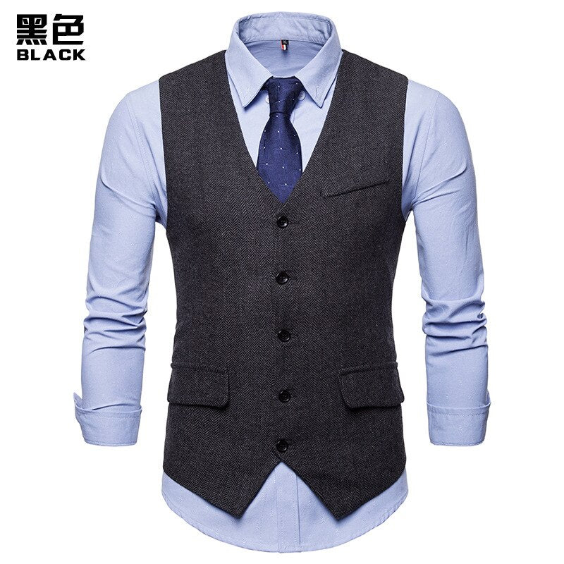sanyamk KB New Arrival Dress Vests For Men Slim Fit Mens Suit Vest Male Waistcoat Gilet Homme Casual Sleeveless Formal Business Jacket