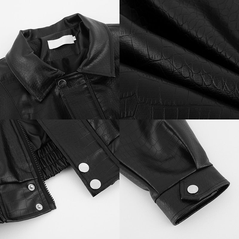 Bonsir PU Leather Jacket Men's Fashion Loose Wear Autumn New Lapel High Street Zipper Long Sleeve Male Short Coat L55