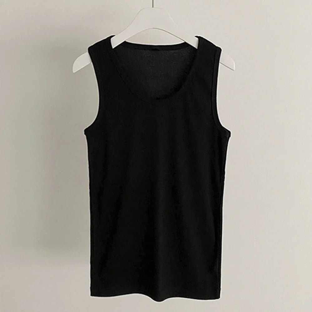sanyamk American Sport Tank Top Tide Men's Summer Versatile Sleeveless T-shirt Fashion Solid Undershirts Fitness Cotton Bottoming Shirt