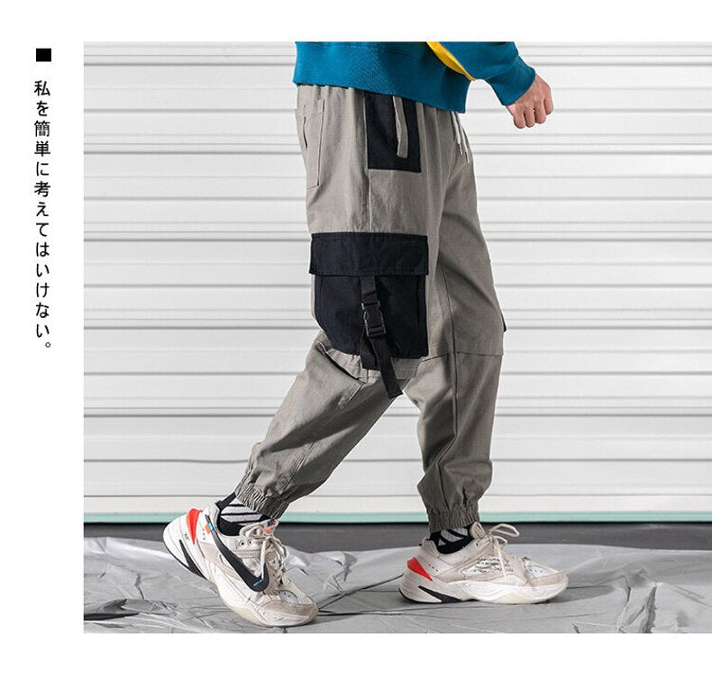 sanyamk Patchwork Big Pocket Cargo PantsStreetwear Harem Pants Men Overalls Mens Baggy Harajuku Hip Hop Trousers Casual Track Pant