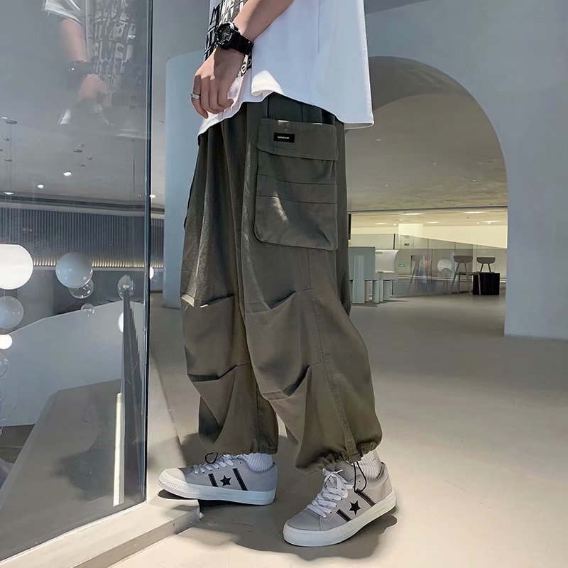 Bonsir Baggy Cargo Oversize Pants Men Casual Trouers Male Techwear Hip Hop White Jogger Loose Streetwear Japanese Pocket