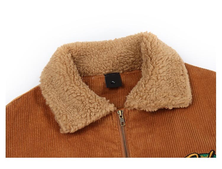 Bonsir Winter Cashmere Lapel Cotton Coats Men's Vintage Thick Thermo Corduroy Jackets Fur Collar Crgo Outerwear Male
