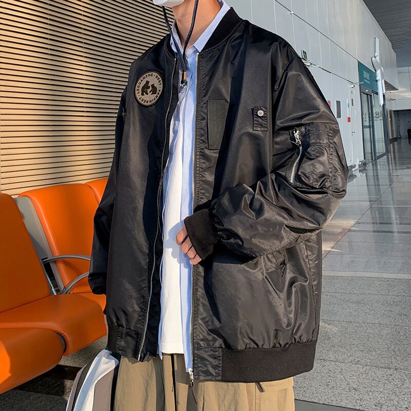 Bonsir Large Size Men's Fashion Bomber Jackets Autumn New Male Loose Coats Harajuku Unisex Outerwear Brand Clothing