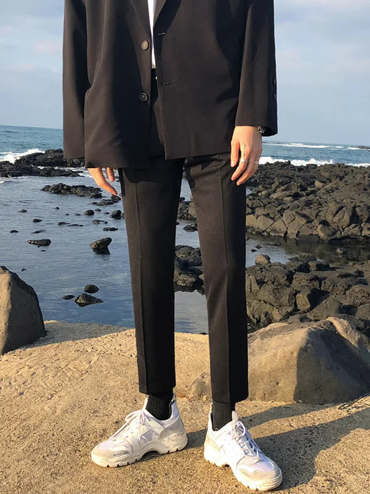 sanyamk - Wear Men's Autumn Tide Suit Pants New Korean Fashion Slim Casual Pants Black All-match Trousers For Male 2Y2257