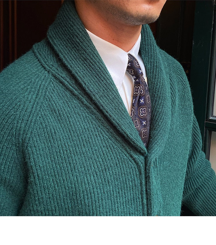 Bonsir Fall lapel Sweater Cardigan Men Knitting Pocket Sweaters Winter Warm Coat Men Single Breasted Top Cardigan Sexy Pleated Sweater