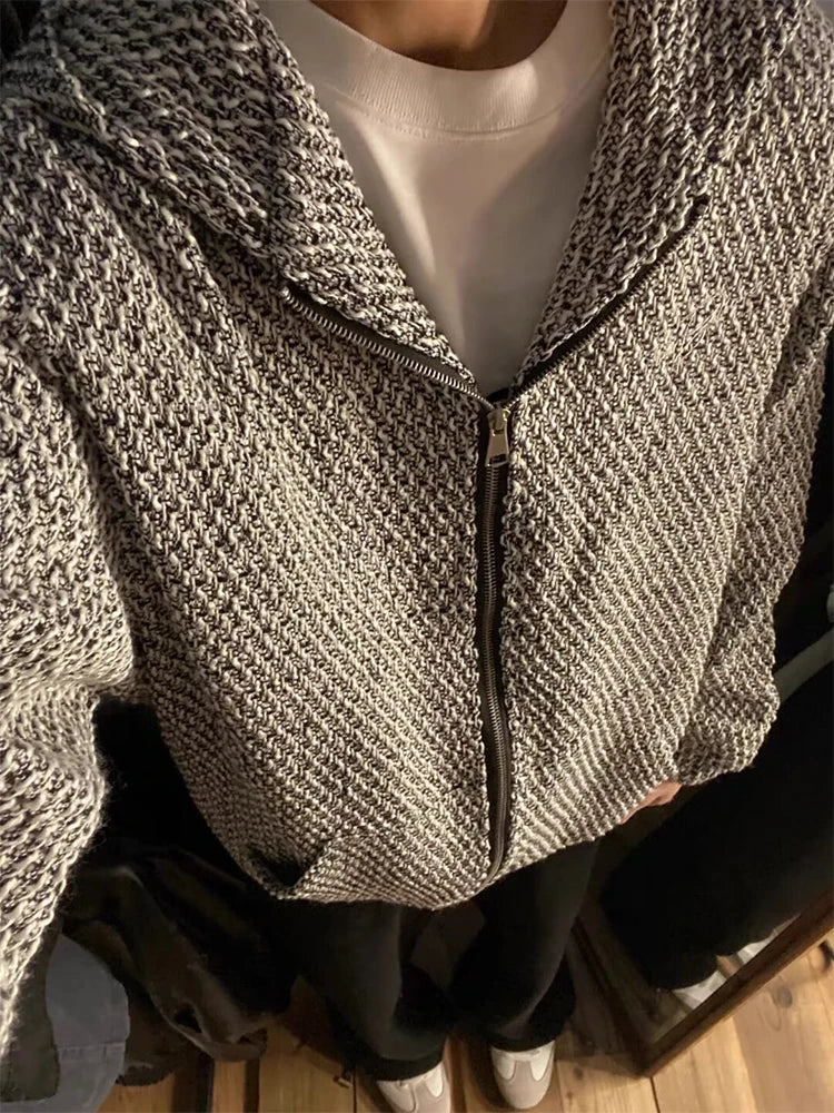 sanyamk - Y2K Cardigan Hooded Sweatshirts Men Hoodies Coat Male Spring Autumn Harajuku Zipper Jacket Streetwear Hip Hop