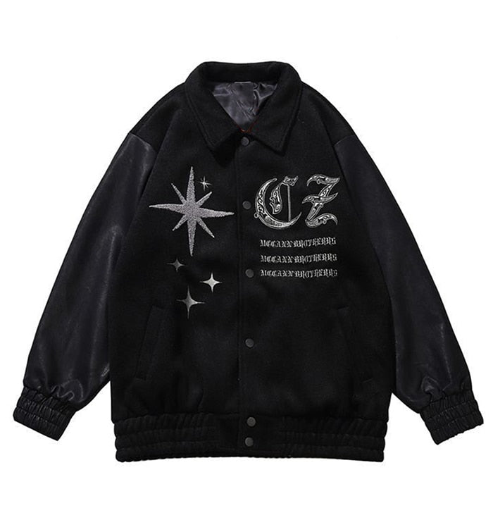 sanyamk Vintage Varsity Jacket Men Loose Lapel Pilot Bomber Jacket Baseball Coats Autumn Embroidery Return Woman Coat Hip Hop Streetwear