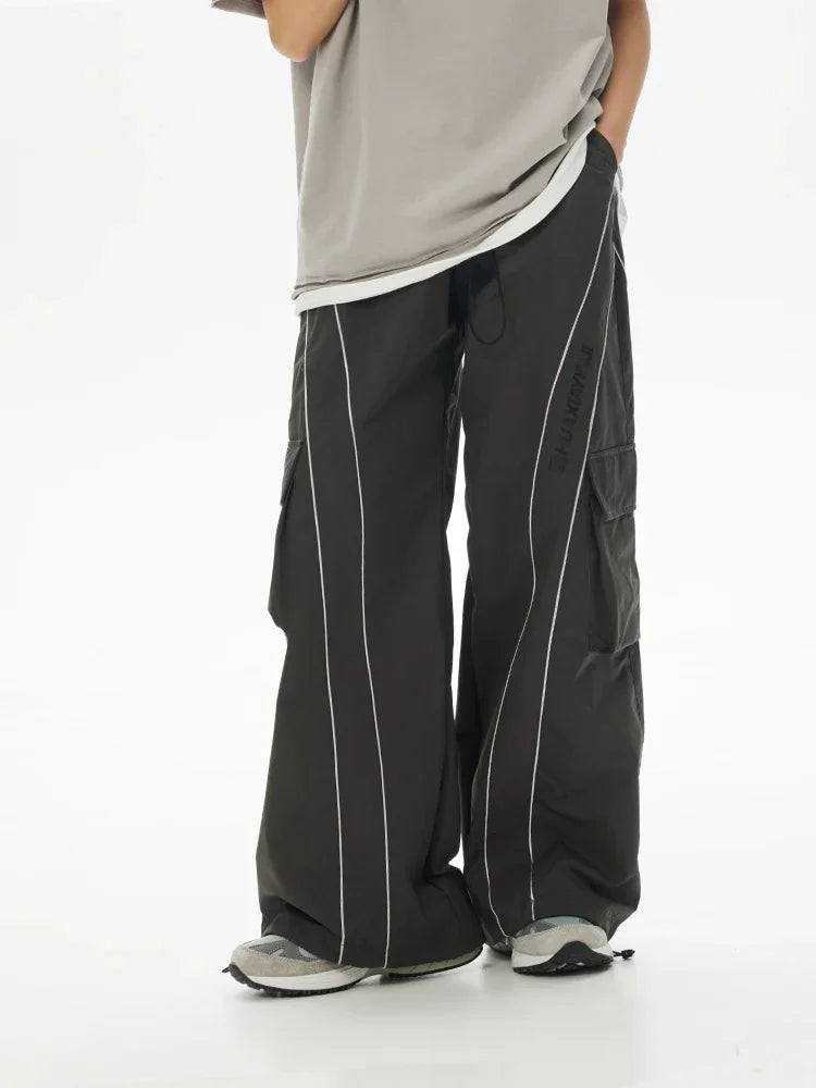Bonsir Baggy Wide Leg Cargo Pants Men Oversize gray Cargo Trousers Male Loose Casual Sweatpants Streetwear Hip Hop