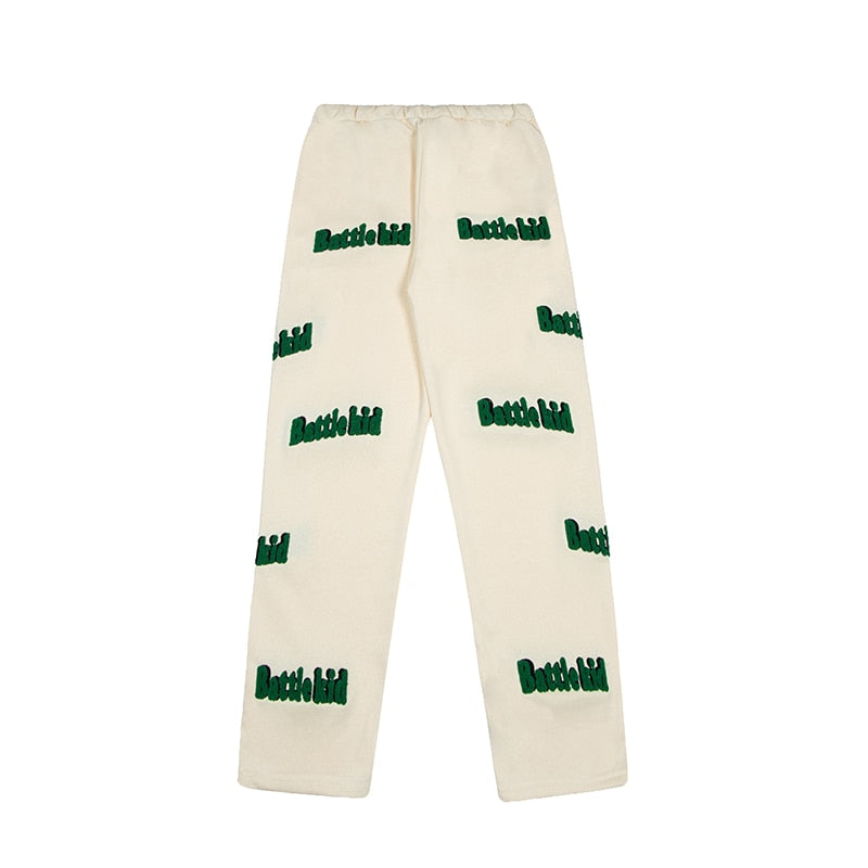 sanyamk Harajuku Letter Embroidery Spliced Retro Denim Trousers Mens and Womens Drawstring Straight Oversized Casual Jeans Pants
