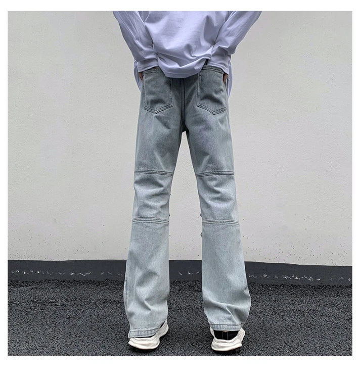Bonsir American Style High Street Niche Style Zipper Jeans Men Trendy Brand Fried Street Loose Straight Tube Work Pants Design Sense