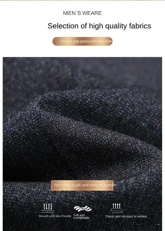 Bonsir Double Pleated Men Pants Trousers Straight Loose Autumn Casual Clothing Higt Waist Formal Suit
