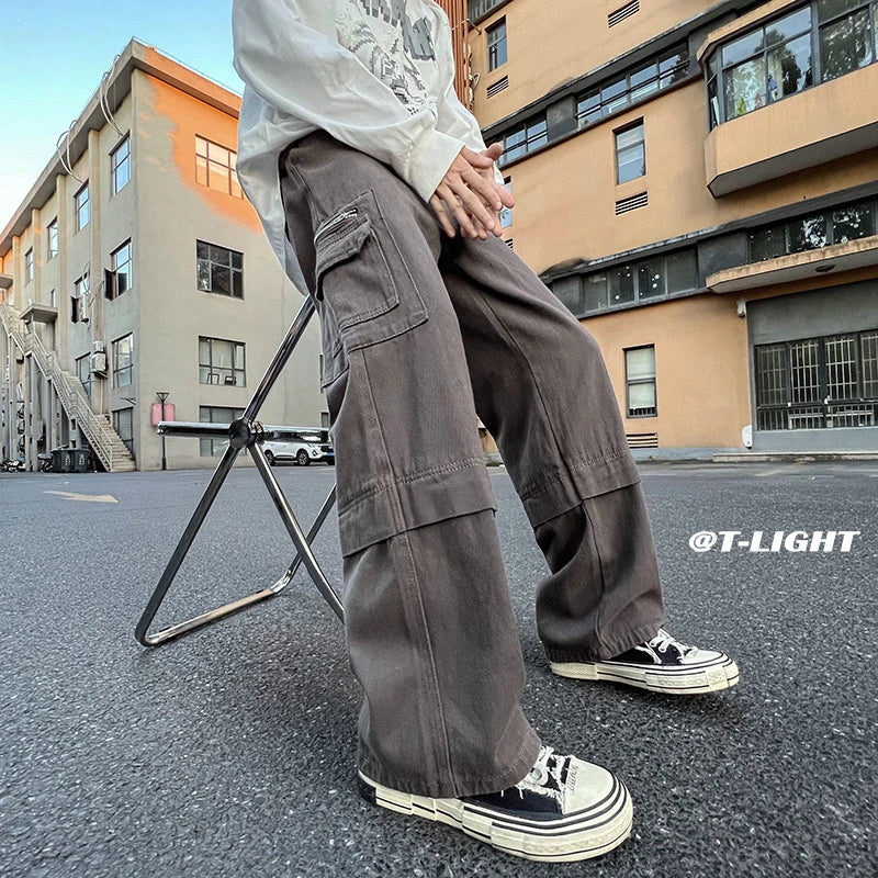 sanyamk - Hip Hop Tooling Pants Men Multi Pockets Cargo Pants Trousers Women Mens Streetwear Casual Pants Straight Loose Joggers Overalls