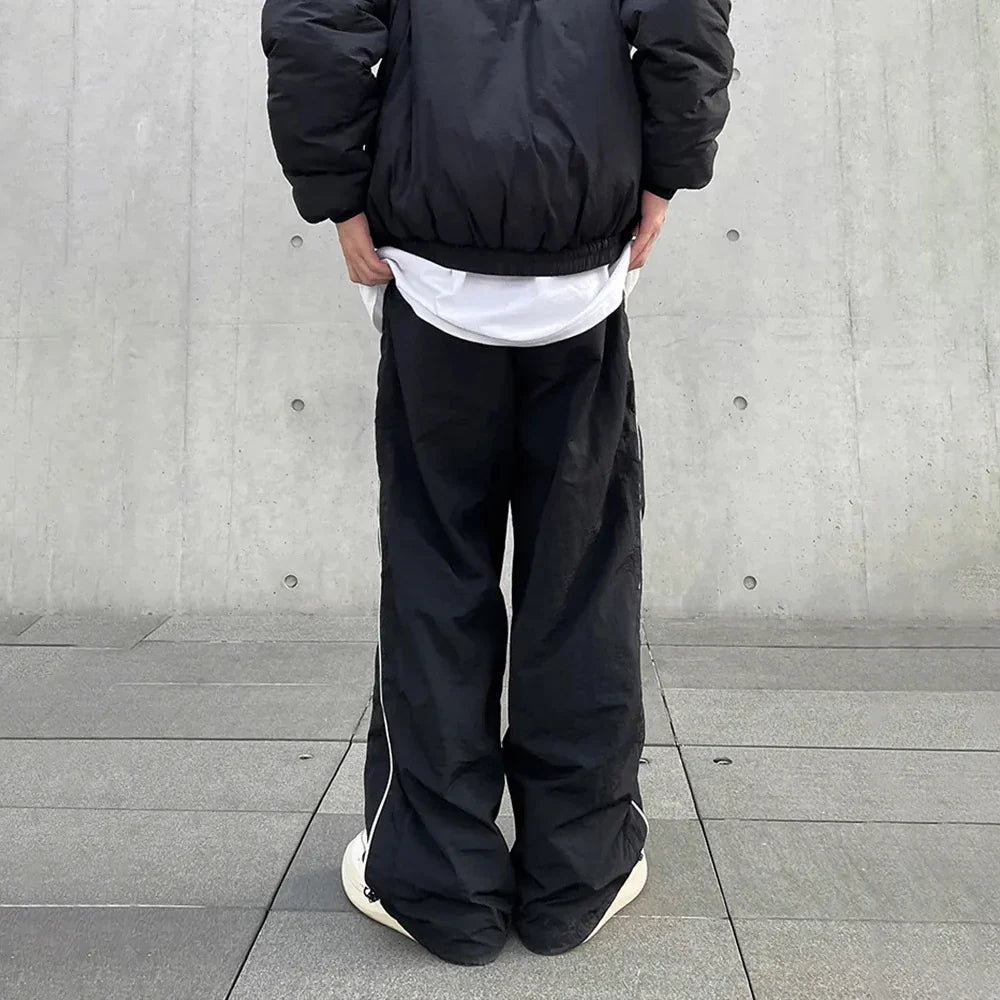 Bonsir Baggy Pants for Men Parachute Vintage Oversize Joggers Harajuku Streetwear Sweatpants Black Wide Leg Trousers Male