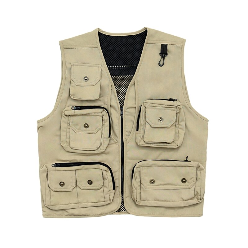 Bonsir High Street Multi-pockets Sleeveless Zipper Jackets for Male and Female Retro V Neck Oversized Autumn Tank Tops Loose Vest