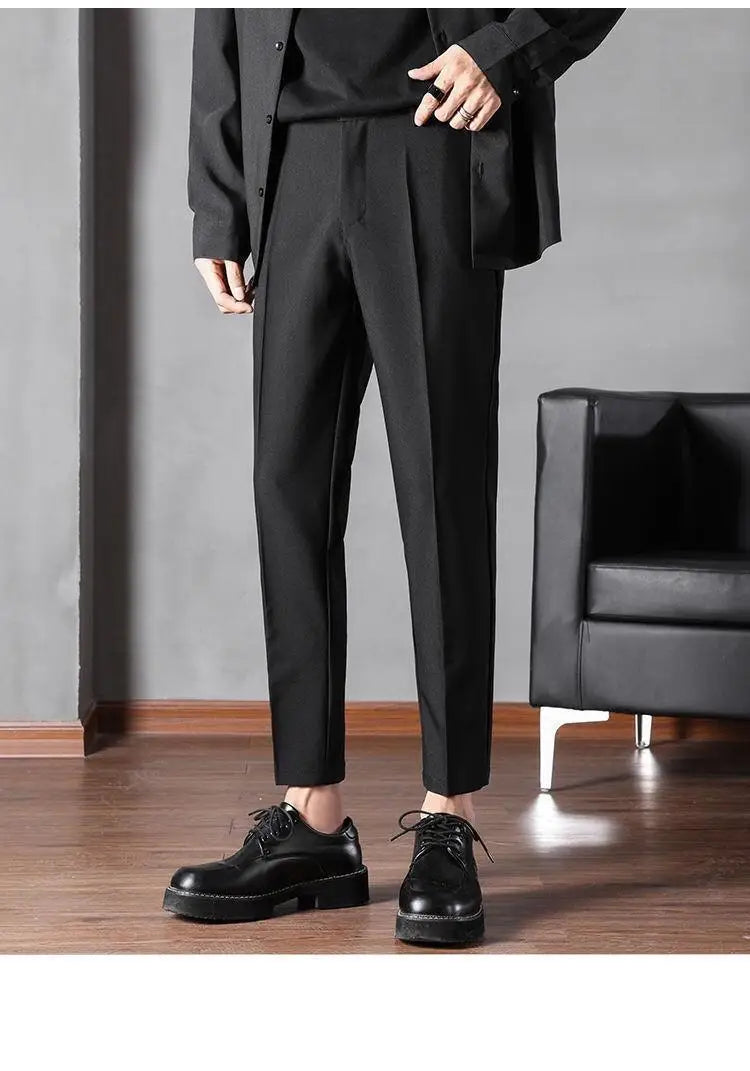 Bonsir - Autumn Suit Pants Korean Style Fashion Pants for Male Office Formal Wedding Business Casual Men Pants Solid Long Tousers R49