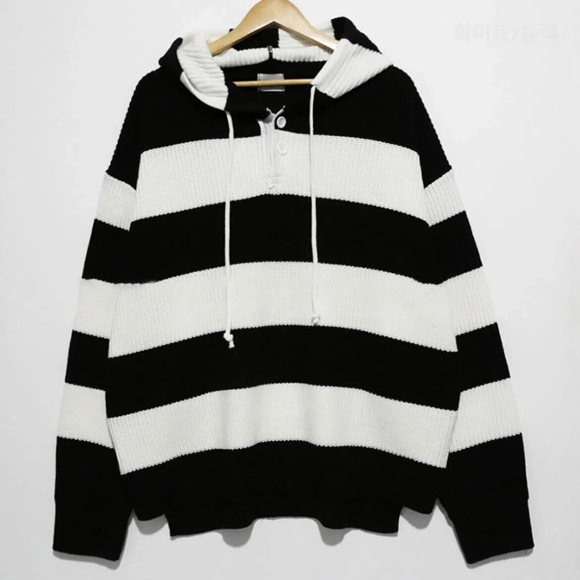 Bonsir Striped Sweater Men's Hoodies Autumn Winter Vintage Korean Knitwear Top Stripe Splicing Loose Knitted Sweater Pullover Jumper