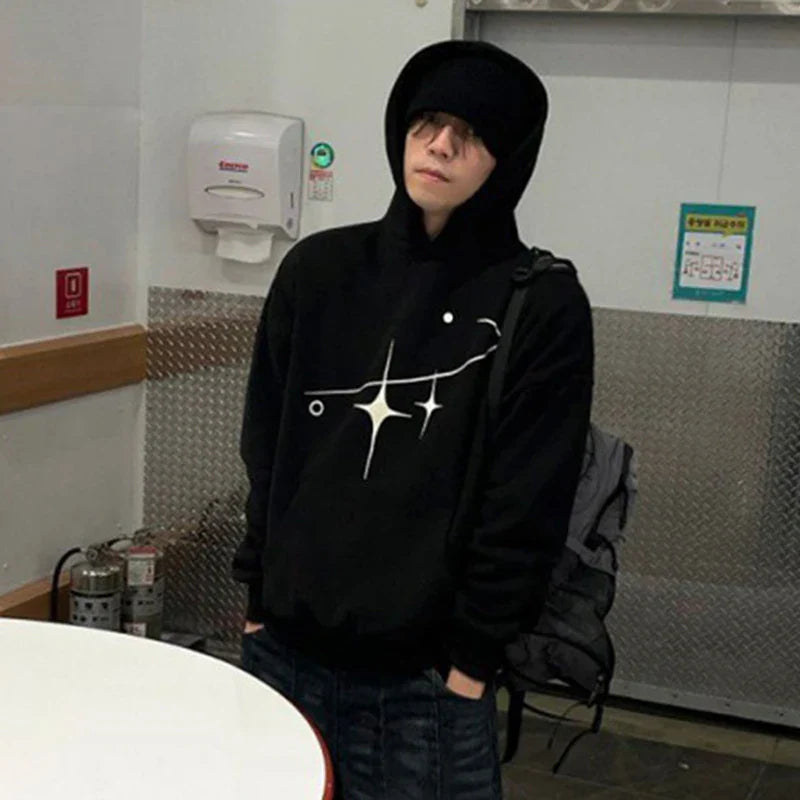 sanyamk - Korean Style Men's Hoodies Printing Hooded Casual Big Pockets Pullover Loose Male Sweatshirts New Autumn Trend 2024 9C6907