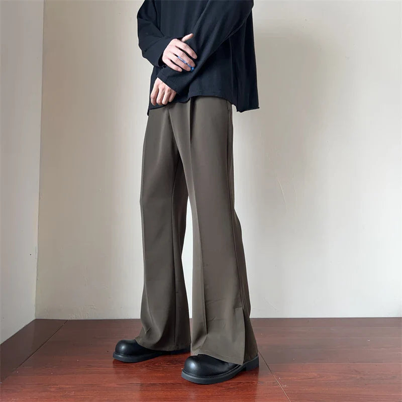 sanyamk Brown Black Suit Pants Men Slim Fit Social Mens Dress Pants Korean Loose Straight Casual Pants Mens Office Formal Trousers S-3XL