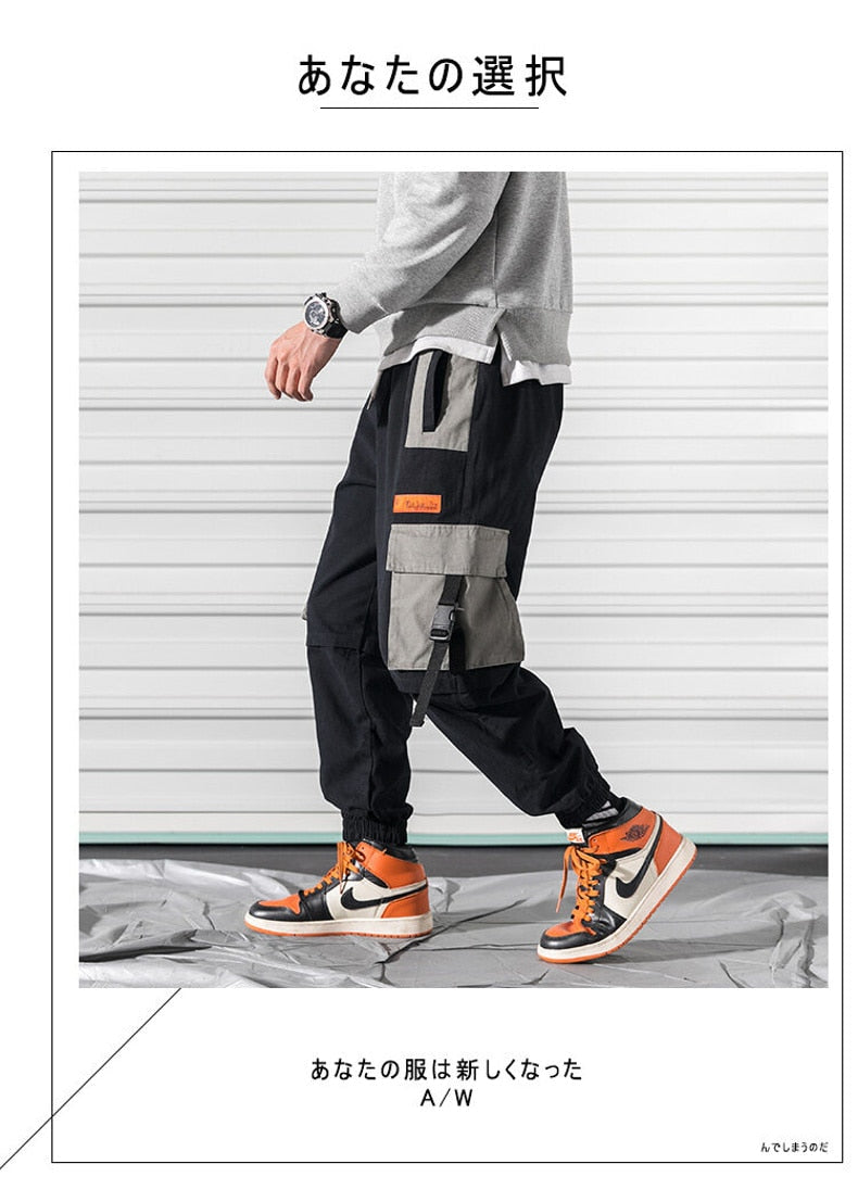 sanyamk Patchwork Big Pocket Cargo PantsStreetwear Harem Pants Men Overalls Mens Baggy Harajuku Hip Hop Trousers Casual Track Pant