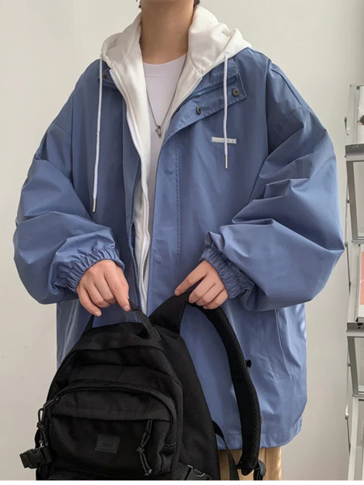 sanyamk Hooded Jackets Men Leisure Japanese Preppy Style 5 Color Daily Teenagers Streetwear Comfortable Advanced Baggy Fashion Vitality