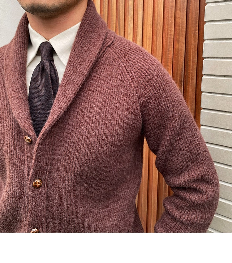 Bonsir Fall lapel Sweater Cardigan Men Knitting Pocket Sweaters Winter Warm Coat Men Single Breasted Top Cardigan Sexy Pleated Sweater