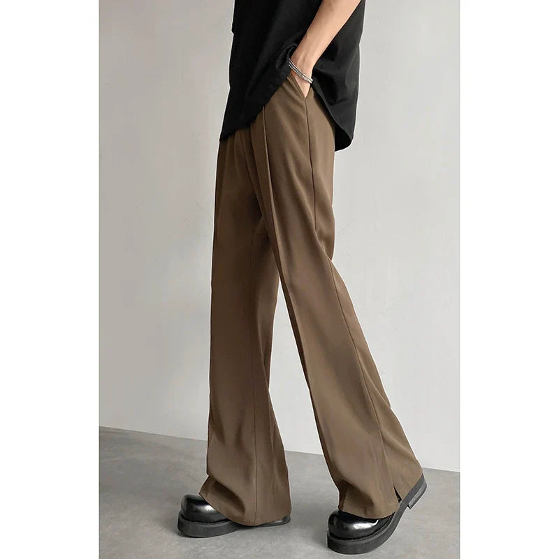 sanyamk Brown Black Suit Pants Men Fashion Social Mens Dress Pants Korean Loose Straight Casual Flared Pants Mens Office Formal Trousers