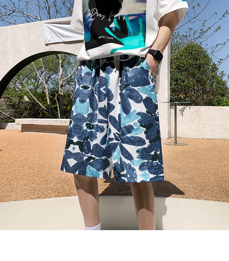 Bonsir Anime Graffiti Mens Summer Casual Shorts Neutral Fashion Hip Hop Cotton Sweat Short Pans Men's Joggers Beach Short Sweatpants