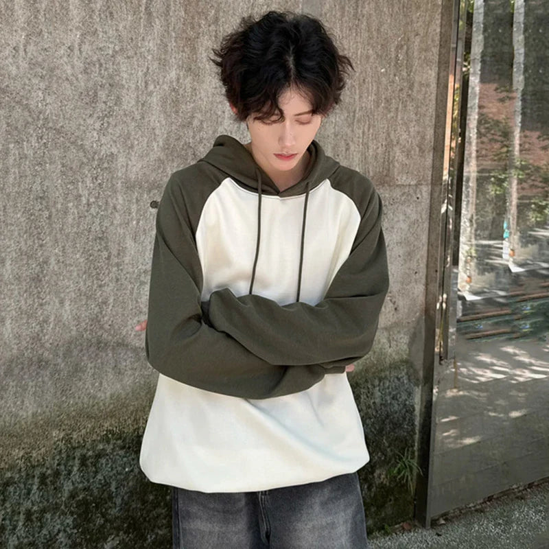 sanyamk - New Trendy Men's Hoodies Hooded Drawstring Patchwork Contrast Color Pullover Male Casual Sweatshirts Minimalist 9C7123