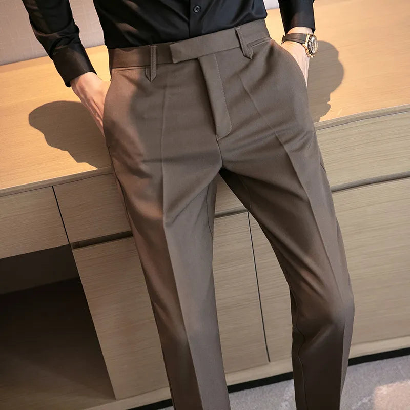 sanyamk Men Suit Pants High Quality Men Solid Color Slim Fit Dress Pants Slim Fit Office Business Men Trousers Plus Size 28-36