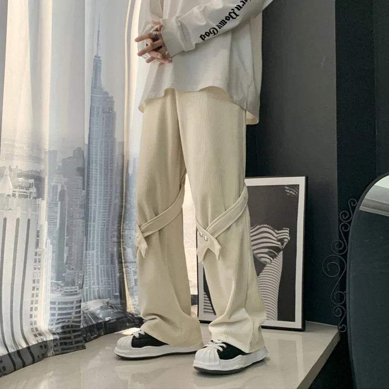 sanyamk Corduroy Cargo Pants Men Streetwear Black Cargo Trousers Male Hip Hop Harajuku Brown Loose Japanese Vintage Korean