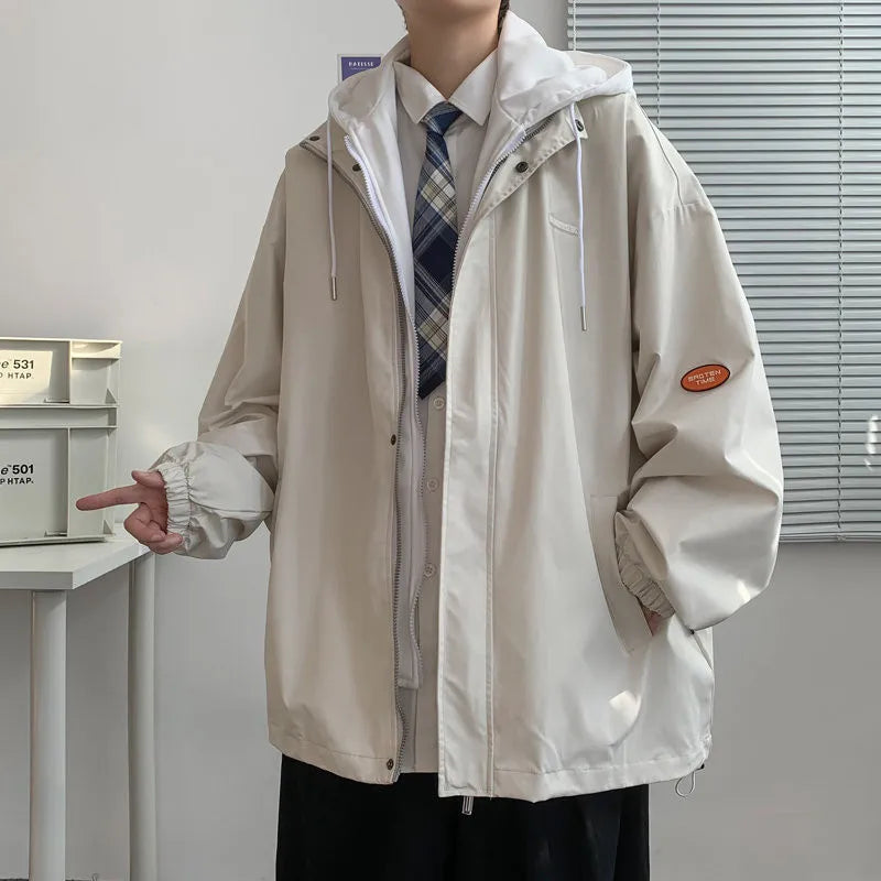 sanyamk Hooded Jackets Men Leisure Japanese Preppy Style 5 Color Daily Teenagers Streetwear Comfortable Advanced Baggy Fashion Vitality