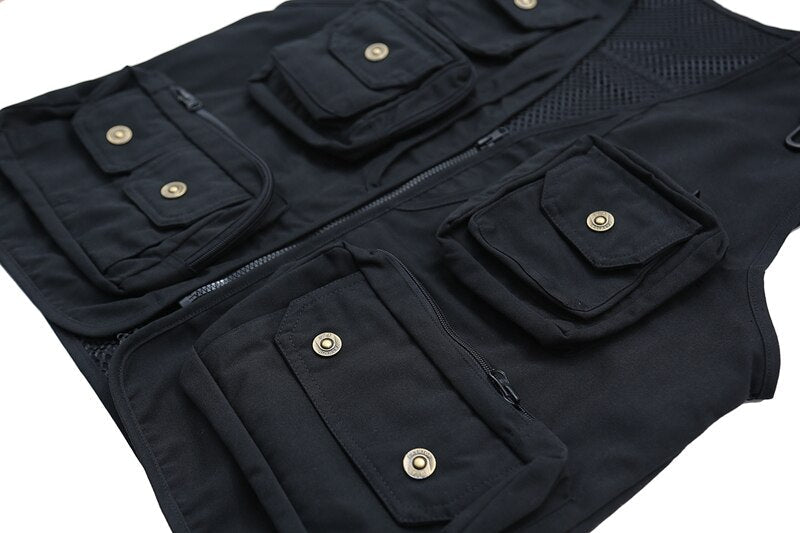 Bonsir High Street Multi-pockets Sleeveless Zipper Jackets for Male and Female Retro V Neck Oversized Autumn Tank Tops Loose Vest
