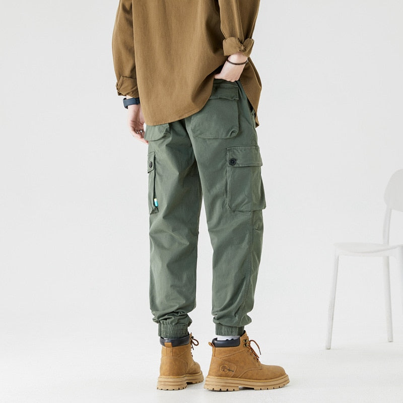 Bonsir Vintage Classic Cargo Pants for Men Black Khaki Green Brown Trousers Male Casual Japanese Streetwear Summer Large Size