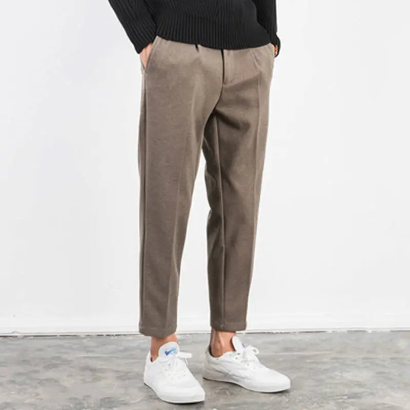 sanyamk Autumn Woolen Suit Pants Korean Style Woolen Dress Pants for Male Office Formal Wedding Business Casual Men Pants L44