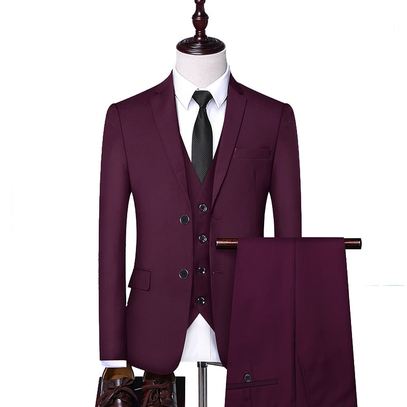 sanyamk Formal Business Wedding 3 Pieces Suit Set / Male Blazers Jacket Pants Vest Trousers Dress Waistcoat
