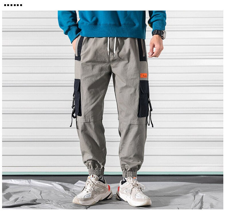 sanyamk Patchwork Big Pocket Cargo PantsStreetwear Harem Pants Men Overalls Mens Baggy Harajuku Hip Hop Trousers Casual Track Pant
