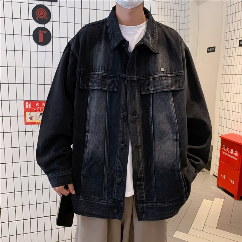 sanyamk Autumn Denim Jacket Men Fashion 5 Color Vintage Denim Jackets Mens Japanese Streetwear Hip Hop Loose Bomber Jacket Men S-3XL