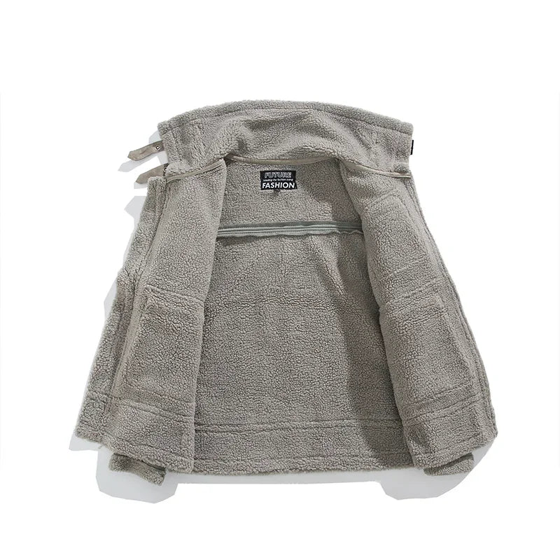 sanyamk Winter Leather and Fur Integrated Cotton Clothes Men Jackets Warm Coat Autumn Streetwear Harajuku New Korean Unisex Top Coat