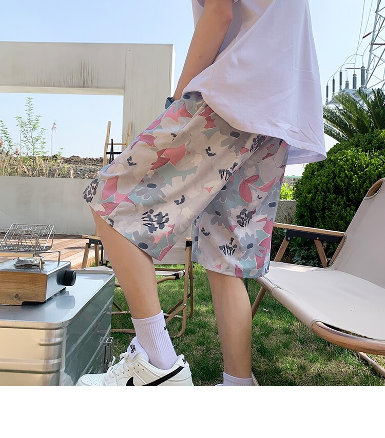 Bonsir Anime Graffiti Mens Summer Casual Shorts Neutral Fashion Hip Hop Cotton Sweat Short Pans Men's Joggers Beach Short Sweatpants