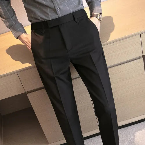 sanyamk Men Suit Pants High Quality Men Solid Color Slim Fit Dress Pants Slim Fit Office Business Men Trousers Plus Size 28-36