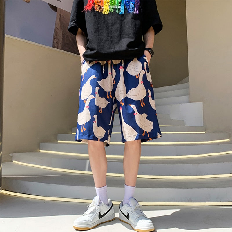 Bonsir Anime Graffiti Mens Summer Casual Shorts Neutral Fashion Hip Hop Cotton Sweat Short Pans Men's Joggers Beach Short Sweatpants