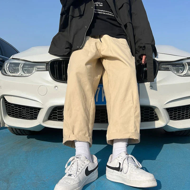 sanyamk - Spring Summer Casual Pants Men's Fashion Loose Straight Wide Leg Pants Men Streetwear Hip-hop Sweatpants Mens Daily Trousers
