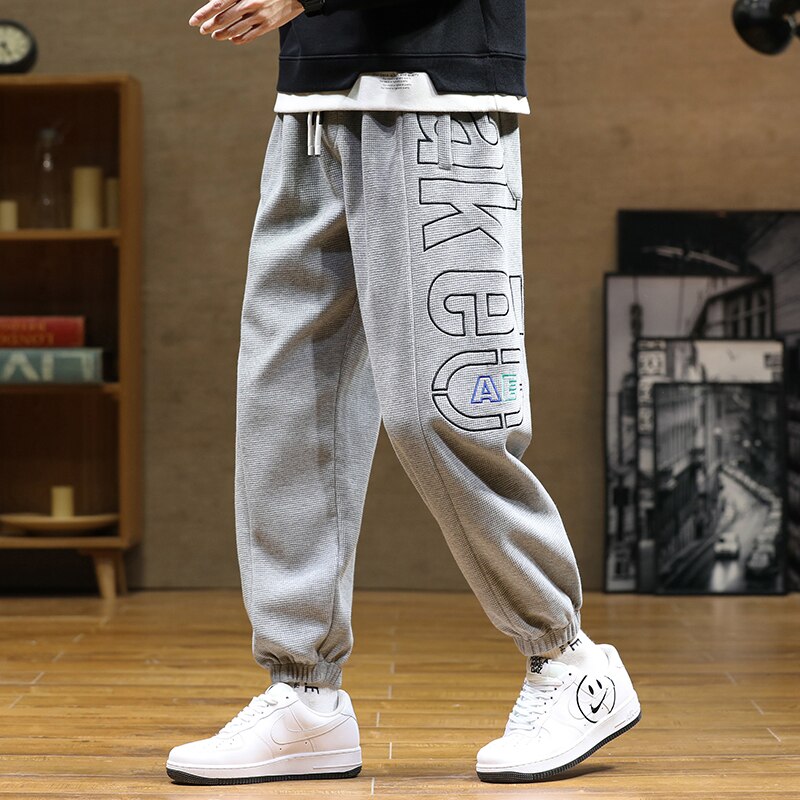 sanyamk Spring Autumn Letter Harem Pants Men casual pants Hip Hop Streetwear Black Grey Loose Sweatpants Jogger Plus Size Baggy Trouser