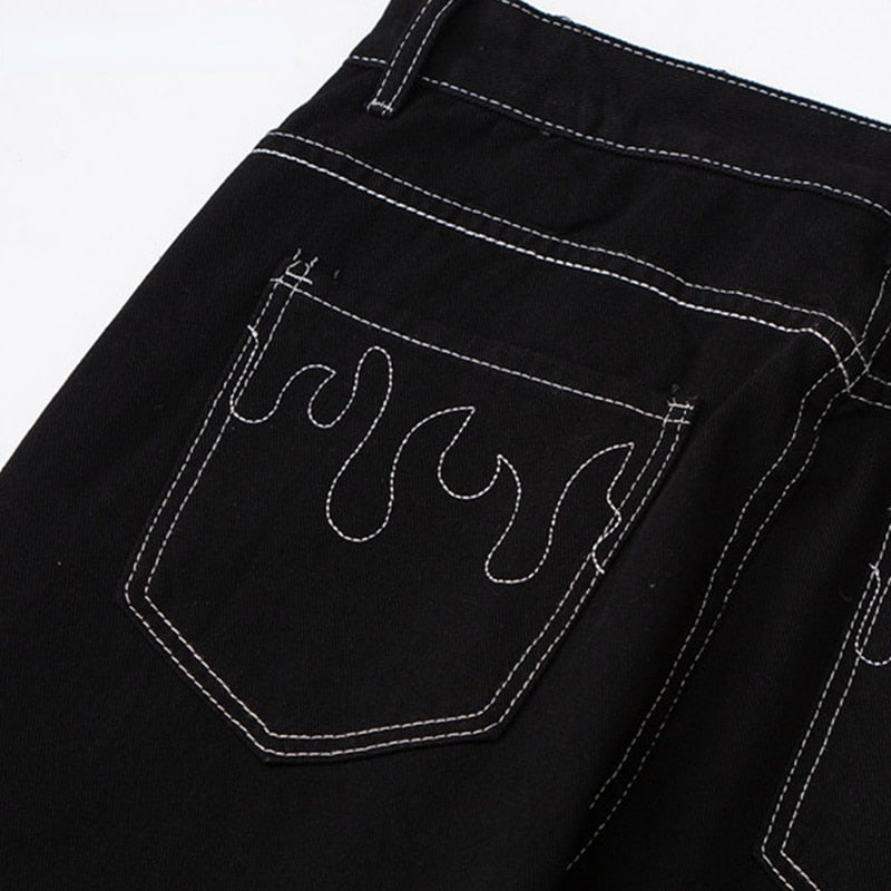 sanyamk y2k baggy men clothing Stitch Denim Pants Mens High Street Wide Leg Pants Streetwear Loose Jeans Casual Trousers Men