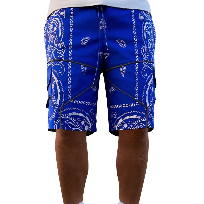 sanyamk Hip Hop Mens Cargo Shorts Fashion Graphic Print Zip-up Patch Pockets Straight Short Pant Streetwear Men Clothing Vintage Shorts
