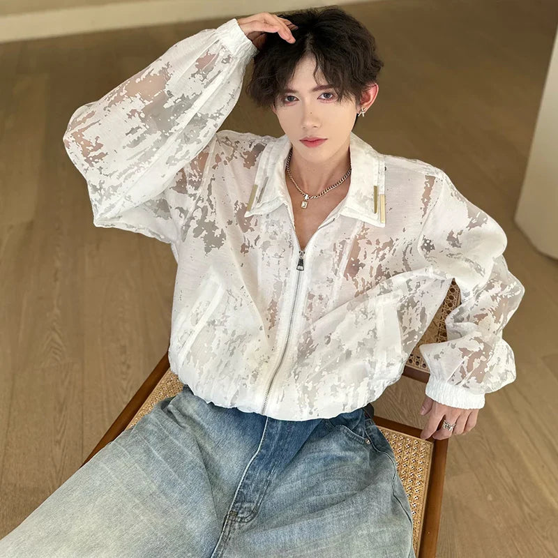 sanyamk Metal Decorate Translucent Design Trendy Sunscreen Clothing Original New Men's Personality Fashion Street Jackets