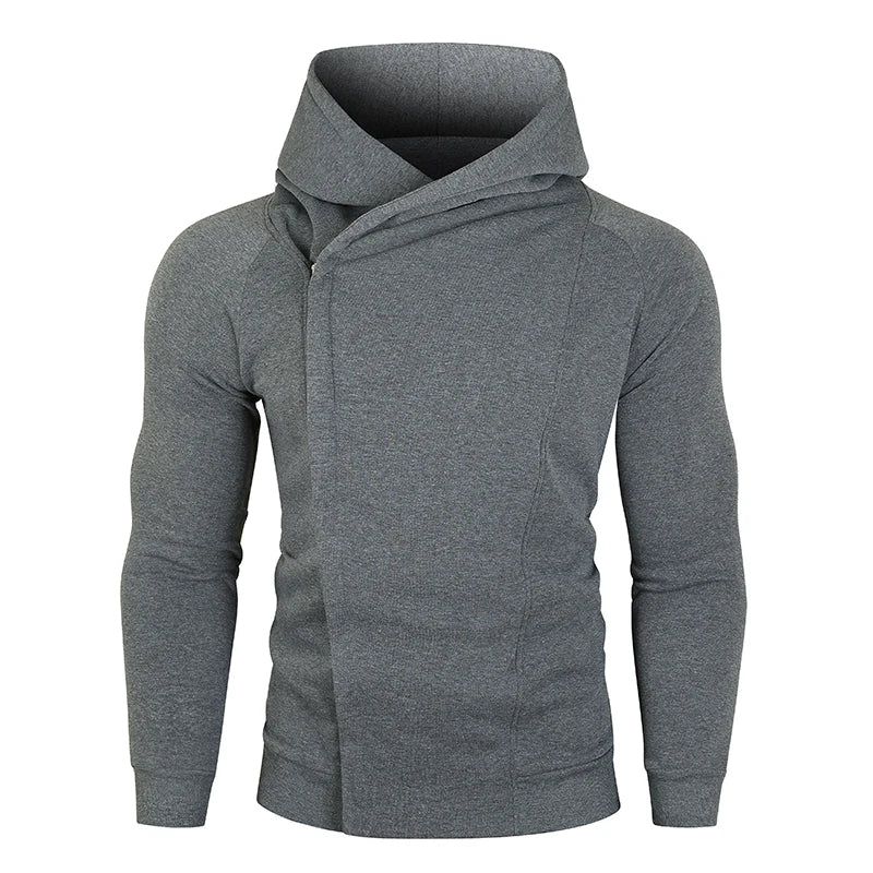 sanyamk - Men's Hoodie One Piece Sweatshirt Diagonal Zipper Korean Fashion Streetwear Hood Sweatshirt Men's T-Shirt Plush for warmth