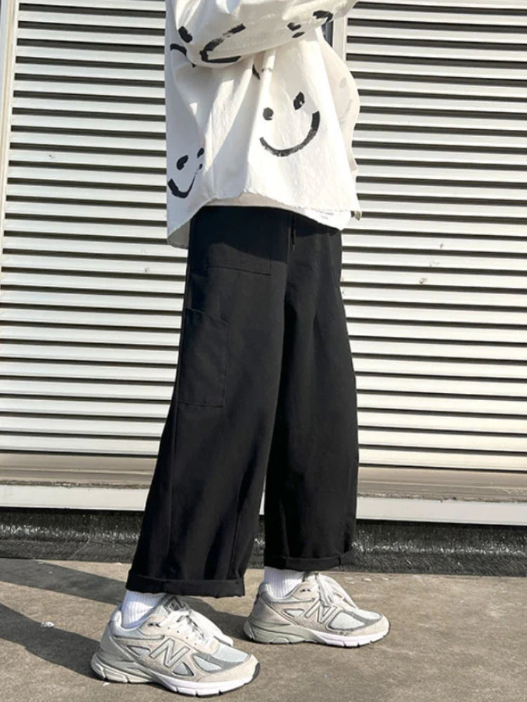 sanyamk - Spring Summer Casual Pants Men's Fashion Loose Straight Wide Leg Pants Men Streetwear Hip-hop Sweatpants Mens Daily Trousers