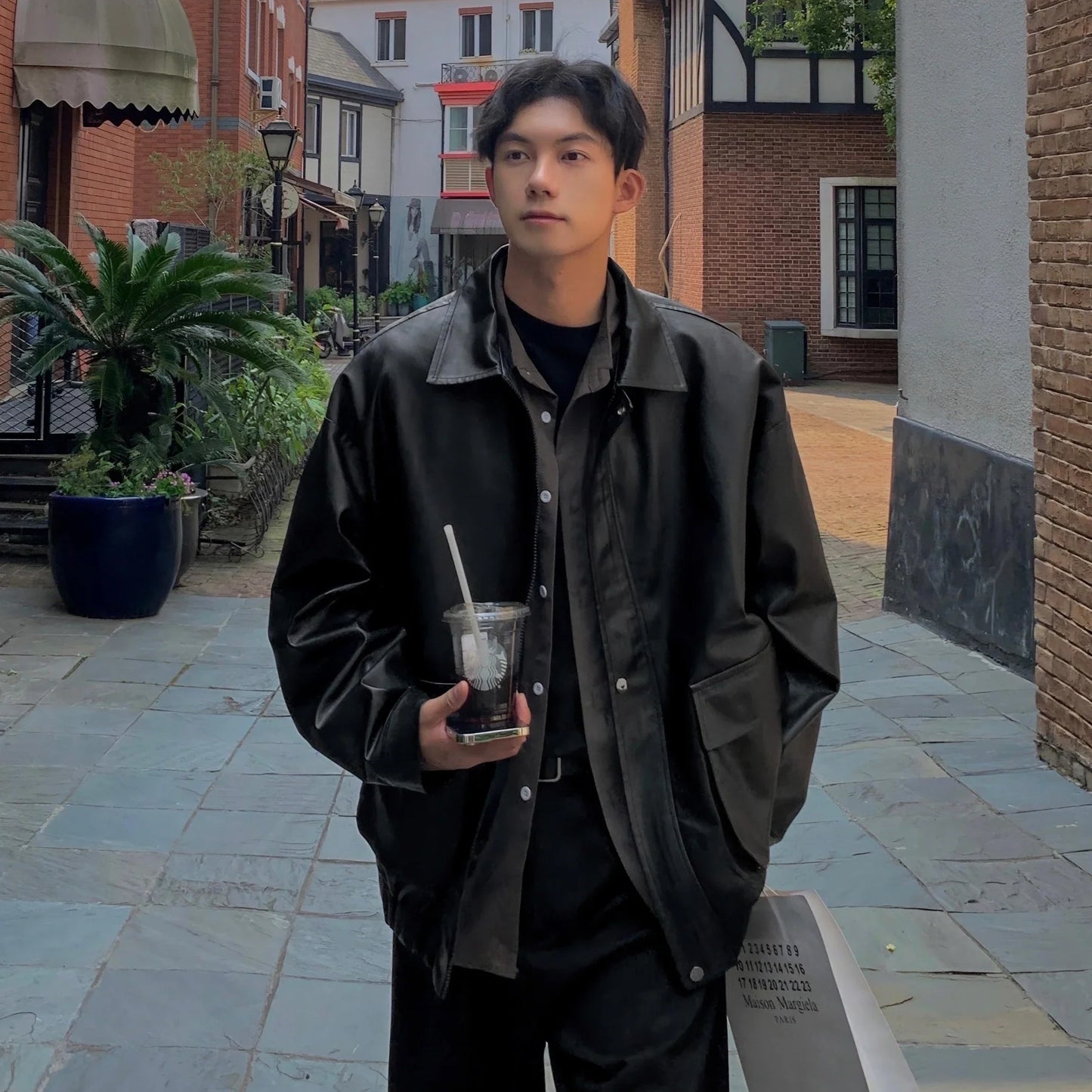 BONSIR - Vintage PU Leather Jacket Men 2024 New Big Pocket High Quality Jackets Mens Fashion Motorcycle Causal Coat 5XL-M