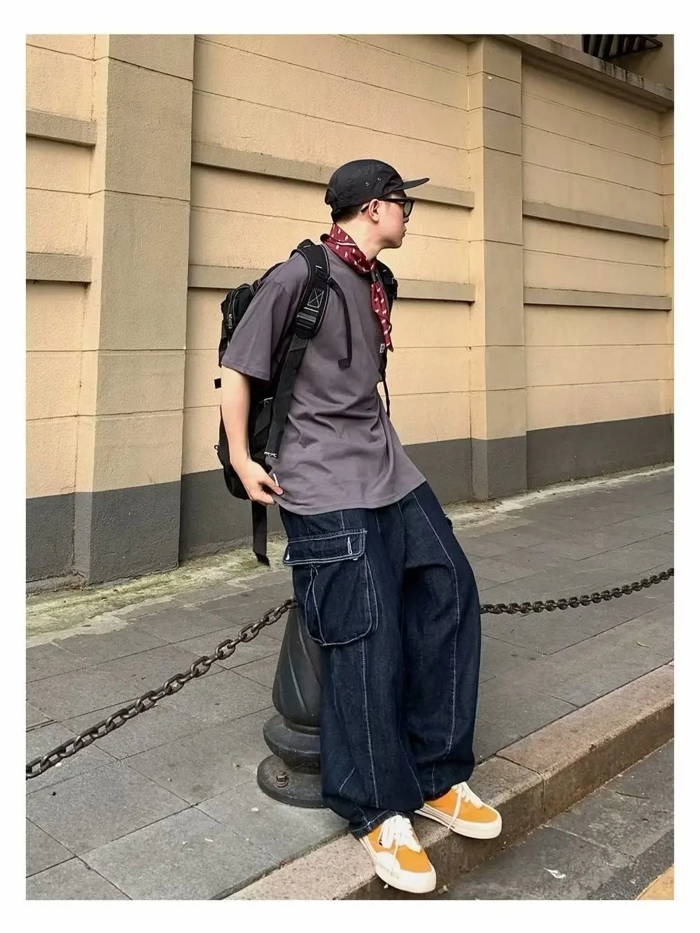 Bonsir Baggy Cargo Jeans big pocket Trousers Male Denim Pants Wide Leg Pant women's Jeans Loose Casual Streetwear Hip Hop Harajuku